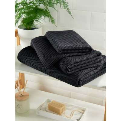 Hand Towel Asda Towels Black Black Waffle Just Wellness Towel