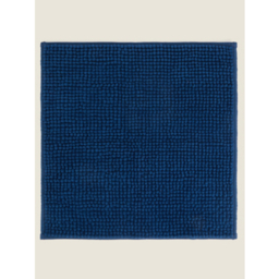 Blue Solid Chenille Shower Mat