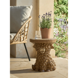 Brown Highland Cow Resin Side Table
