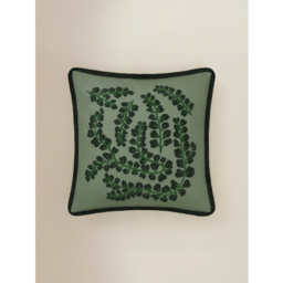 Green Trailing Leaf Embroidered Cushion