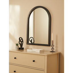 Black Arch Ribbed Mirror