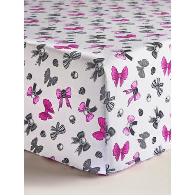 Black and Pink Spooky Bows Fitted Sheet