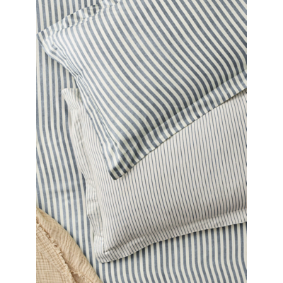 Hebden Navy Mélange Stripe 100% Cotton Pillowcase Pair