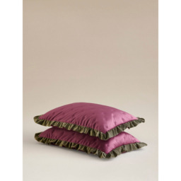 Burgundy Velvet Frill Edge Pillow Sham Pair