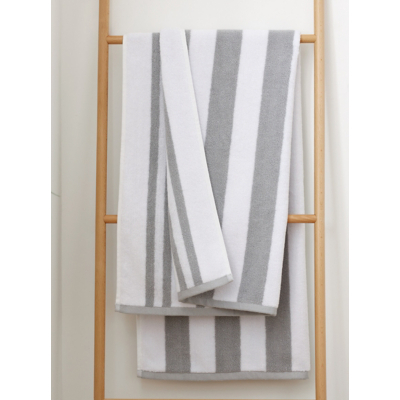 Bianca Grey Reversible Stripe Cotton Jacquard Towel Range