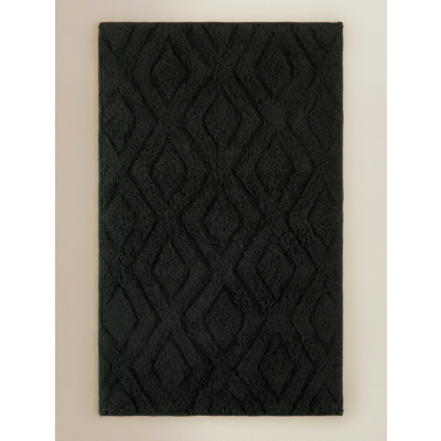 Green Dark Garden Tufted Leaves Cotton Bath Mat