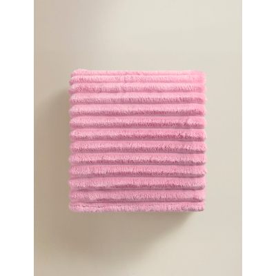 Pink Ribbed Super Soft Throw - 150cm x 120cm