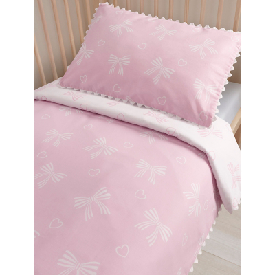 Pink Bows Ric Rac Toddler Reversible Duvet Set