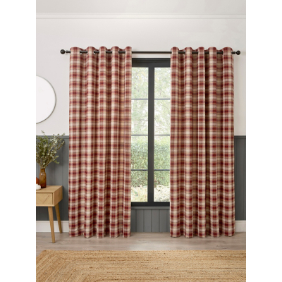 Curtina Red Everett Woven Eyelet Curtains