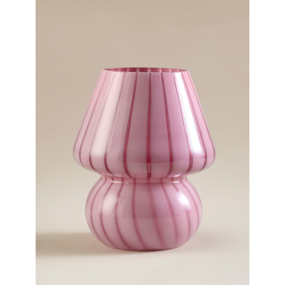 Pink Stripe Mushroom Iridescent Table Lamp