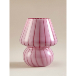 Pink Stripe Mushroom Iridescent Table Lamp