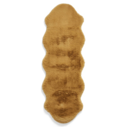 Think Rugs Mustard Teddy Luxury Super Soft Pelt Shape Runner