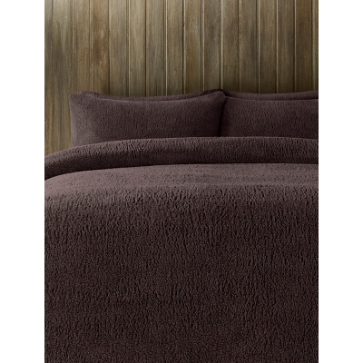 Chocolate Plain Teddy Finish Duvet Set