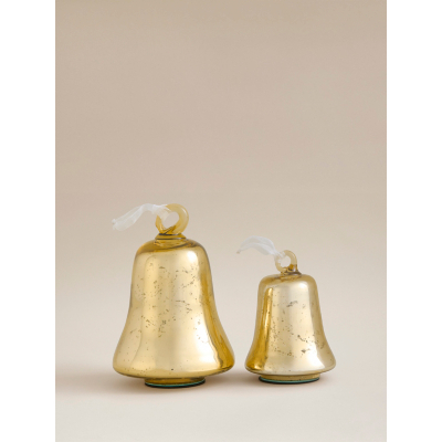 Christmas Gold Mercury Glass Bell - Set of 2