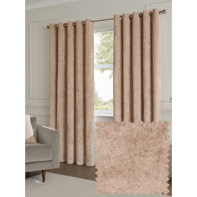 Paoletti Natural Lustre Velvet Fully Lined Eyelet Curtain