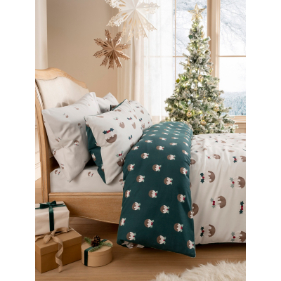 Christmas Pudding Brushed Cotton Reversible Duvet Set by George at