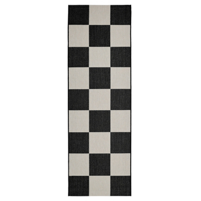 maker Indoor/Outdoor Black & White Checkerboard Runner
