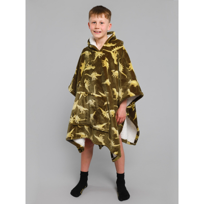 Bedlam Dino Kids Fleece Snuggle Throw Poncho