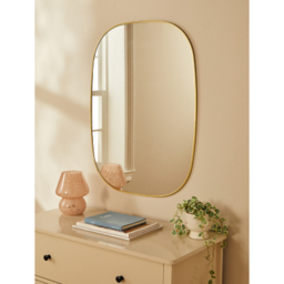 Gold Thin Oval Mirror