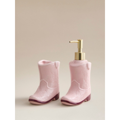 Pink Cowgirl Boot Soap Dispenser & Tumbler Set