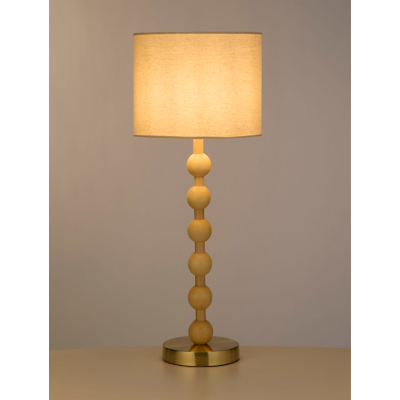 Searchlight Wooden Spindle Table Lamp with Linen Shade