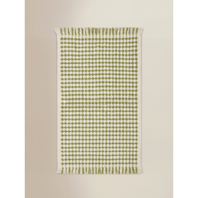 Green Textured Dot Cotton Bath Mat