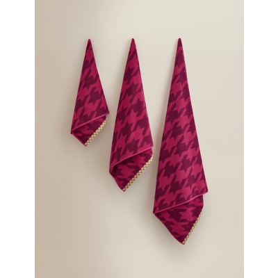 Pink Houndstooth Cotton Towel Range
