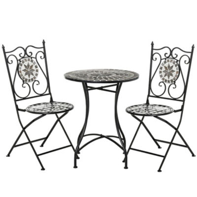 Outsunny 3pc Mosaic Tile Garden Bistro Set