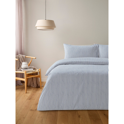 Blue & White Mini Stripe Relaxed Washed Cotton Duvet Set