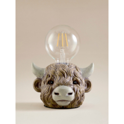Brown Highland Cow Bulb Table Lamp