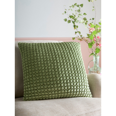 Appletree Olive Velvet Bobble Filled Cushion