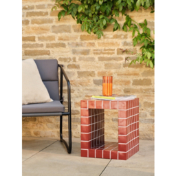 Burgundy Tile Effect Resin Side Table