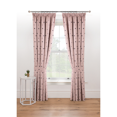 Disney Minnie Mouse Blackout Pink Pencil Pleat Curtains by George