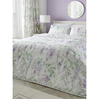 Lilac D&D Wisteria Floral Quilted Bedspread - 200cm x 230cm