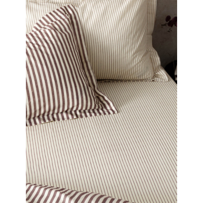 Hebden Dark Red Striped 100% Cotton Fitted Sheet