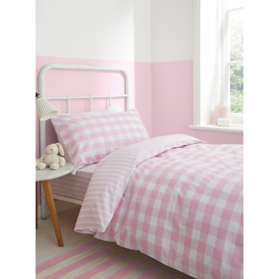 Bianca Pink & White Check and Stripe Reversible Duvet Cover Set