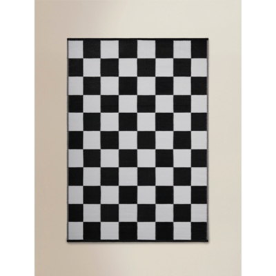 Black & White Monochrome Checkerboard Outdoor Rug