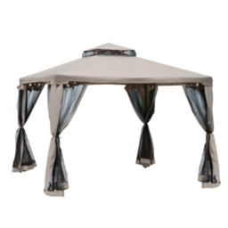 Outsunny Taupe Gazebo 2-tier Roof & Mesh Walls