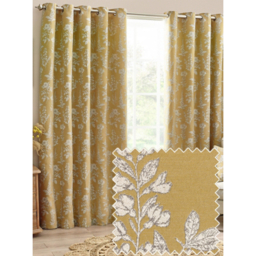Wylder Nature Gold Sophia Floral Jacquard Eyelet Curtains