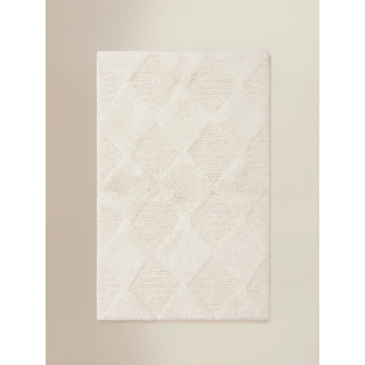 Cream Textured Diamond Cotton Bath Mat
