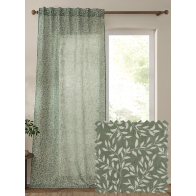 Yard Forest Green Perrie Leaf Sheer Woven Panel Curtain