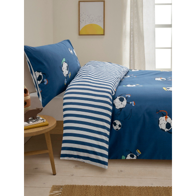 Blue Sporty Football Reversible Single Duvet Set