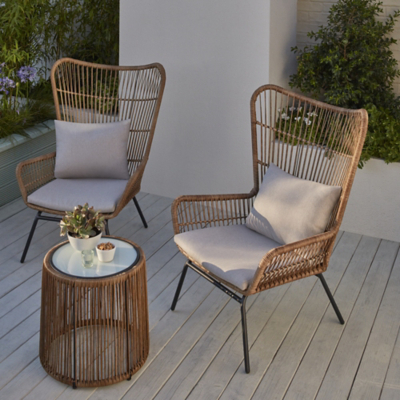 Arizona Rattan 3 Piece Garden Bistro Set