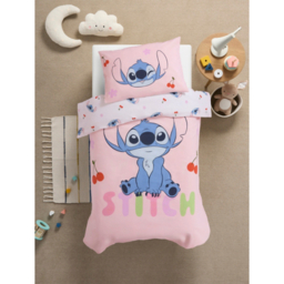 Disney Stitch Pink Reversible Toddler Duvet Set