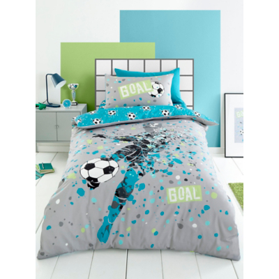 Bedlam Goal Reversible Football Duvet Set in Grey