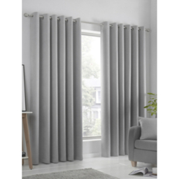 Fusion Strata Thermal Dim-Out Eyelet Curtains in Silver