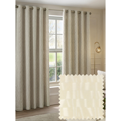 Paoletti Ivory Manhattan Lined Velvet Eyelet Curtains