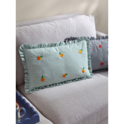 Furn Les Fruites Embroidered Oranges Stripe Ruffle Cushion