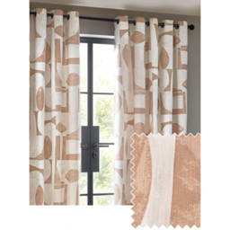 Hoem Cream & Pink Carro Abstract Eyelet Curtain