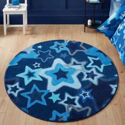 Catherine Lansfield Kids Rug Ombre Stars Blue 133x133cm